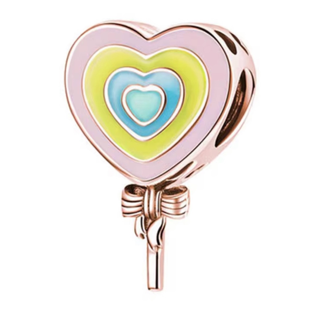 Color Heart Balloon Rose Gold Tone European Charm- Collectible Limited Edition